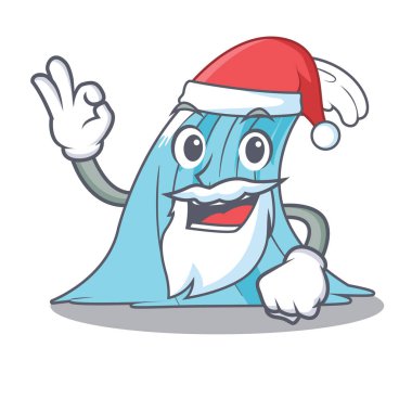 Santa sıçrama sörf dalga çizgi film vektör çizim