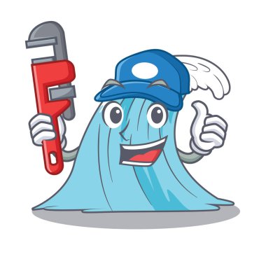 Tesisatçı sıçrama sörf dalga çizgi film vektör çizim