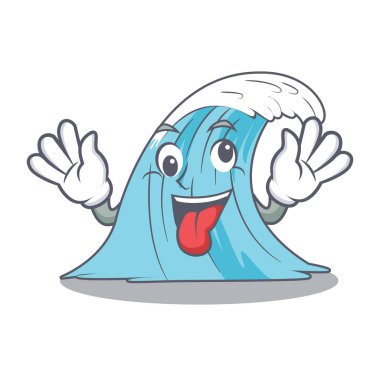 Deli sıçrama sörf dalga çizgi film vektör çizim