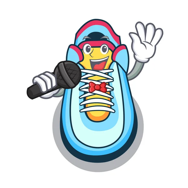 Singender Cartoon Sneaker Mit Gummizeh Vektor Illustration — Stockvektor