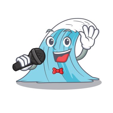 Şarkı çizgi film mavi dalga sörf vektör çizim