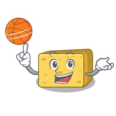 Basketbol gouda peyniri karakter karikatür vektör çizim ile