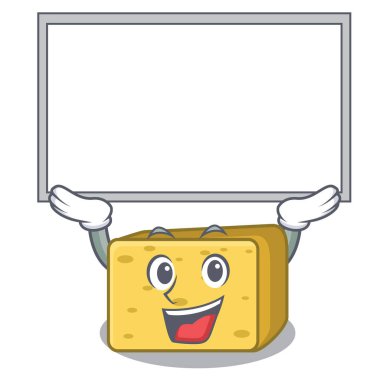Tahtayı gouda peyniri karakter karikatür vektör çizim
