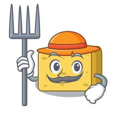 Çiftçi gouda peyniri karakter karikatür vektör çizim