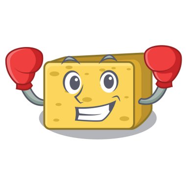 Gouda peyniri karakter karikatür vektör çizim boks