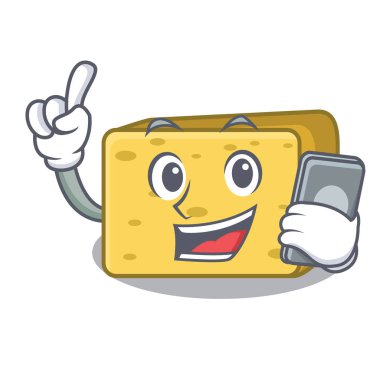 Telefon gouda peyniri karakter karikatür vektör çizim ile