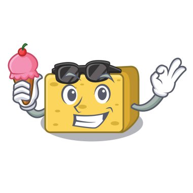 Dondurma karakter taze gouda peyniri vektör çizim ile