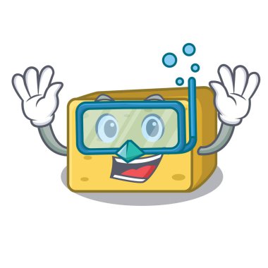 Dalış karakter taze gouda peyniri vektör çizim