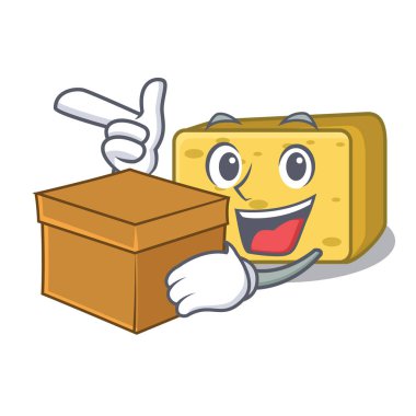 Kutusunun karakter taze gouda peyniri vektör çizim ile