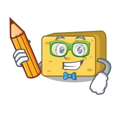 Öğrenci karakter taze gouda peyniri vektör çizim