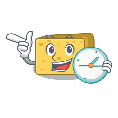 Saat karakter taze gouda peyniri vektör çizim ile