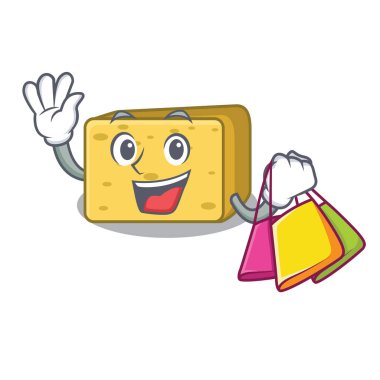 Alışveriş karakter taze gouda peyniri vektör çizim