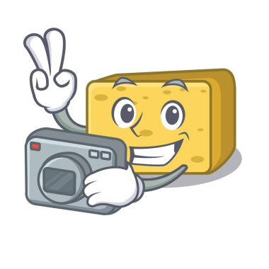 Fotoğrafçı gouda peyniri adet vektör çizim karikatür