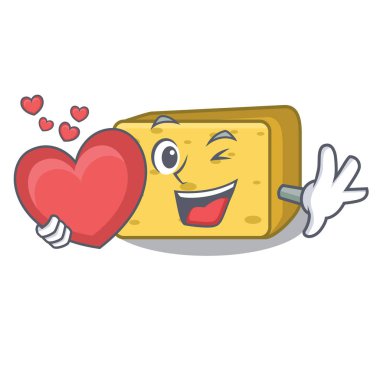 Kalp ile gouda peyniri adet vektör çizim karikatür