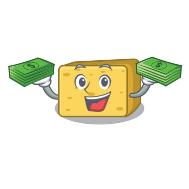 Parayla gouda peyniri adet vektör çizim karikatür