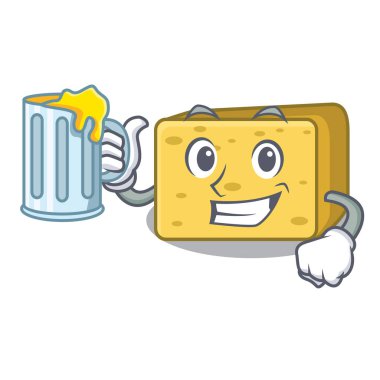 Suyu ile gouda peyniri adet vektör çizim karikatür