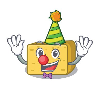 Palyaço gouda peyniri maskot karikatür vektör çizim