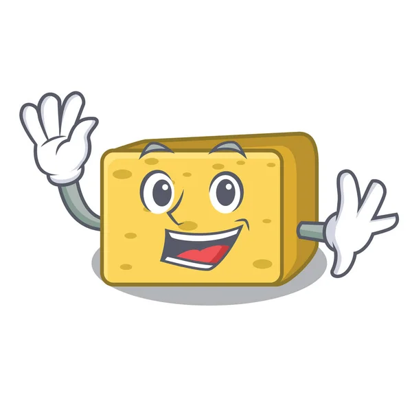 Waving Character Fresh Gouda Cheese Vector Illustration — Stock Vector