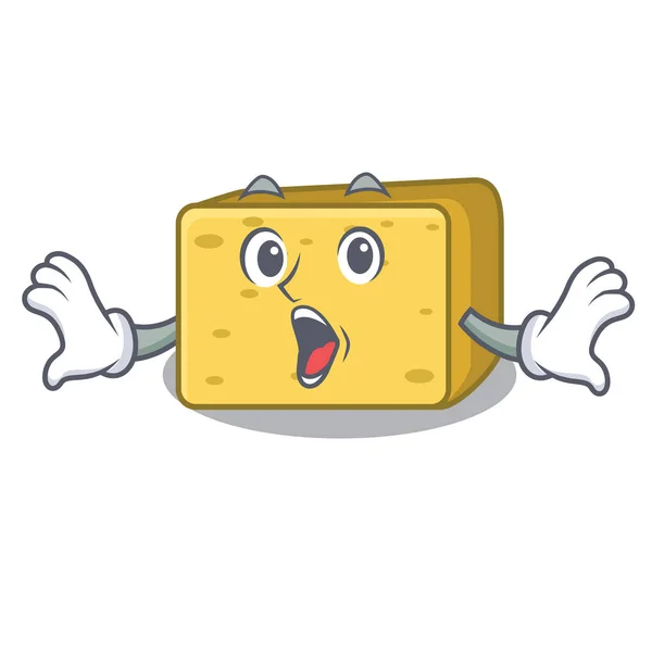 Sorprendido Gouda Queso Piezas Ilustración Vector Dibujos Animados — Vector de stock