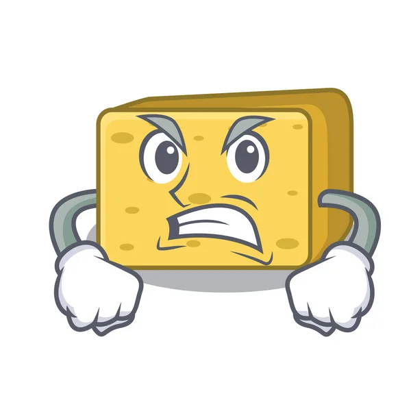 Angry Gouda Morceaux Fromage Illustration Vectorielle Dessin Animé — Image vectorielle