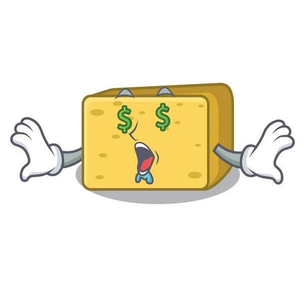 Ojo Dinero Gouda Queso Mascota Dibujo Animado Vector Ilustración — Vector de stock