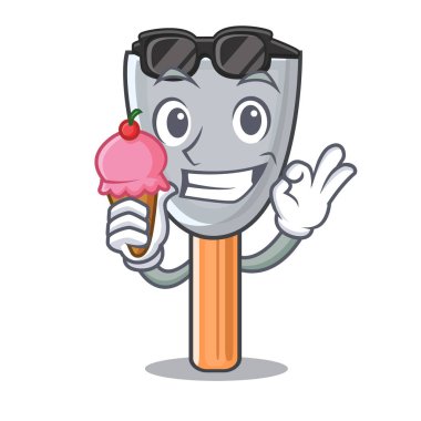 Dondurma karakter macun bıçak izole vektör çizim ile