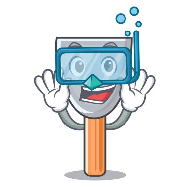 Dalış karakter macun bıçak izole vektör çizim