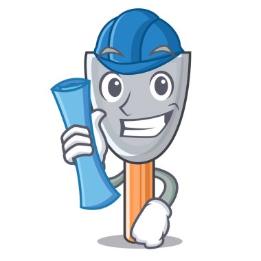 Karakter macun bıçak izole vektör çizim mimar