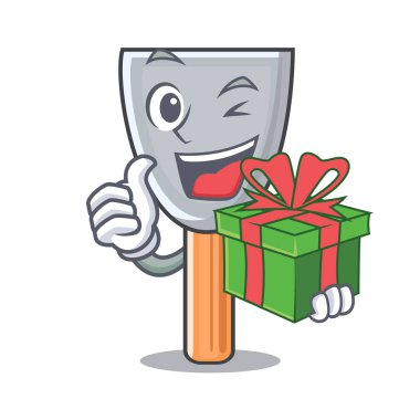 Alçı vektör çizim ile hediye karikatür macun bıçak