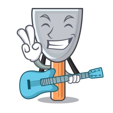 Alçı vektör çizim ile gitar karikatür macun bıçak