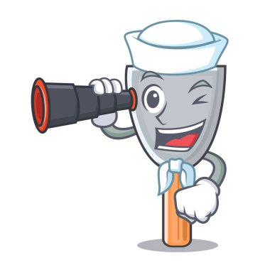 Denizci sıva vektör çizim dürbün karikatür macun bıçak