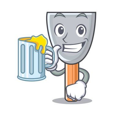 Alçı vektör çizim ile suyu karikatür macun bıçak