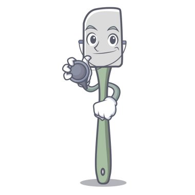 Doktor silikon spatula karakter karikatür vektör çizim