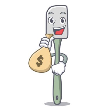 Para çantası silikon spatula ile karakter karikatür vektör çizim yemek pişirmek için
