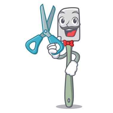 Kuaför silikon spatula karakter karikatür vektör çizim yemek pişirmek için