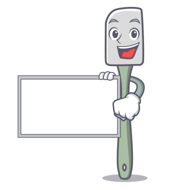 Karakter karikatür vektör çizim yemek pişirmek için Pano silikon spatula ile