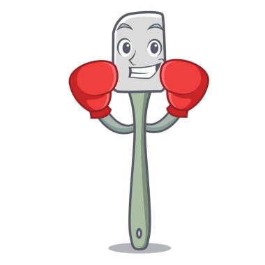 Boks silikon spatula karakter karikatür vektör çizim yemek pişirmek için