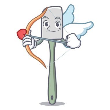 Aşk tanrısı silikon spatula karakter karikatür vektör çizim yemek pişirmek için
