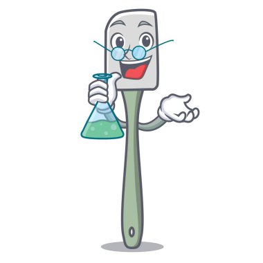 Profesör silikon spatula mutfak mutfak eşyaları karakter karikatür vektör çizim