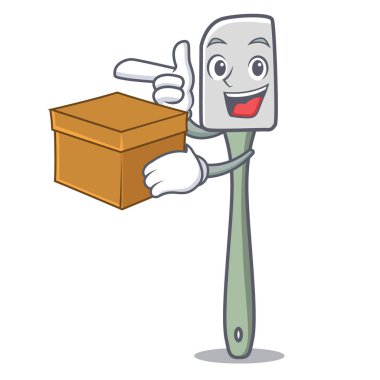Kutusu silikon spatula mutfak mutfak eşyaları karakter karikatür vektör çizim ile
