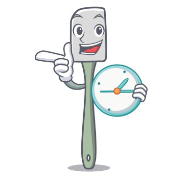 Saat silikon spatula mutfak mutfak eşyaları karakter karikatür vektör çizim ile