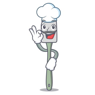 Şef silikon spatula mutfak mutfak eşyaları karakter karikatür vektör çizim