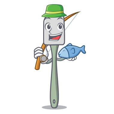 Aracı silikon spatula maskot karikatür vektör çizim pişirme balık tutma