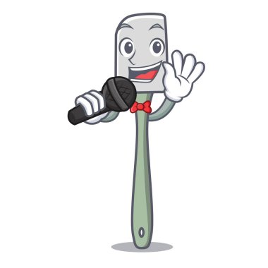 Aracı silikon spatula maskot karikatür vektör çizim pişirme şarkı