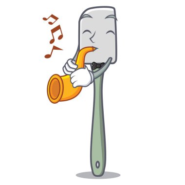 İle pişirme aracı silikon spatula maskot karikatür vektör çizim trompet