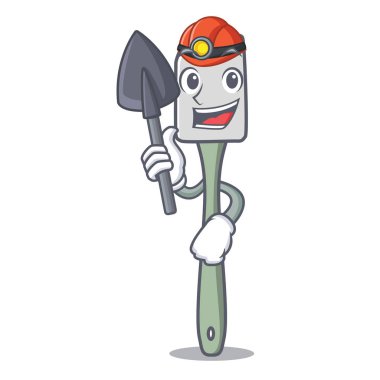 Aracı silikon spatula maskot karikatür vektör çizim pişirme madenci