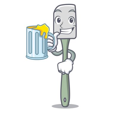 Aracı silikon spatula maskot karikatür vektör çizim pişirme suyu ile