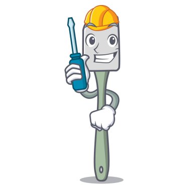Otomotiv maskot silikon spatula gıda vektör çizim karıştırma için