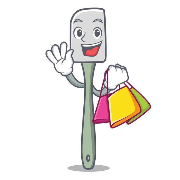 Einkaufen Silikon Spatel Küchenutensilien Charakter Cartoon Vektor Illustration — Stockvektor