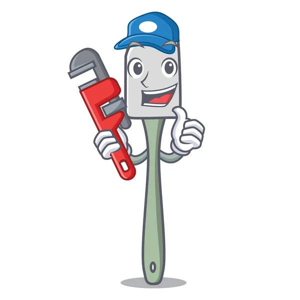 水管工吉祥物有机硅铲混合食品矢量插图 — 图库矢量图片